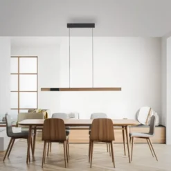 Paul Neuhaus LED Pendelleuchte ADRIANA SQUARE, Holz-natur, Touchdimmer