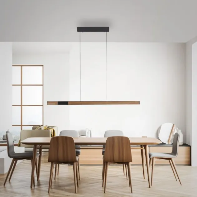 Paul Neuhaus LED Pendelleuchte ADRIANA SQUARE, Holz-natur, Touchdimmer