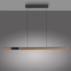 Paul Neuhaus LED Pendelleuchte ADRIANA SQUARE, Holz-natur, Touchdimmer