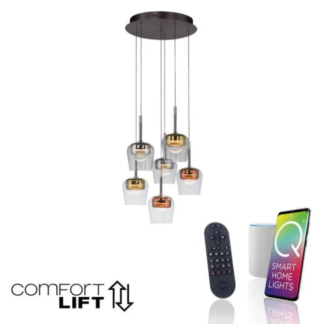 Paul Neuhaus LED Pendelleuchte Q-KON 6-flammig mehrfarbig Smart Home