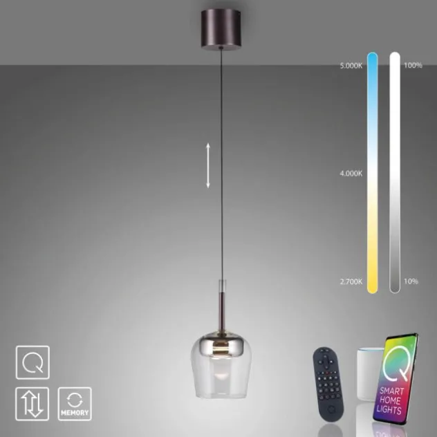 Paul Neuhaus LED Pendelleuchte Q-KON 1-flammig silber Smart Home App