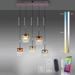 Paul Neuhaus LED Pendelleuchte Q-KON 5-flammig mehrfarbig Smart Home