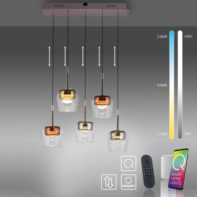 Paul Neuhaus LED Pendelleuchte Q-KON 5-flammig mehrfarbig Smart Home