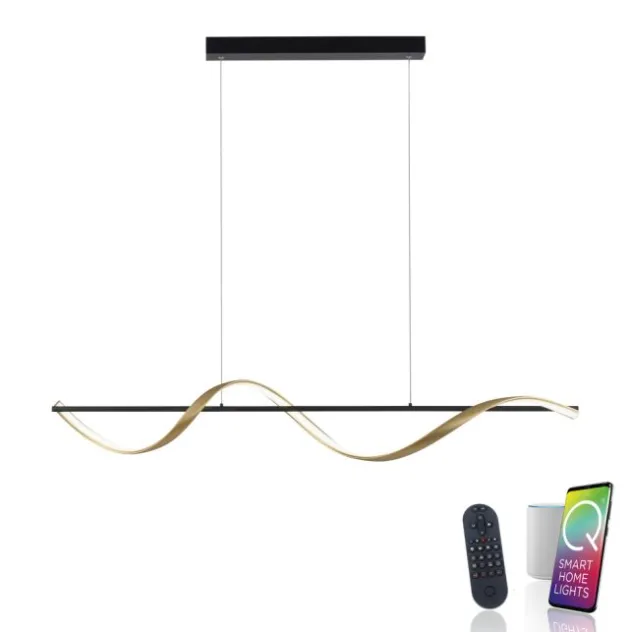 Paul Neuhaus LED Pendelleuchte Q-SWING anthrazit messing matt Smart Home