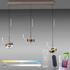 Paul Neuhaus LED Pendelleuchte Q-ROTATE 3 flammig braun höhenverstellbar