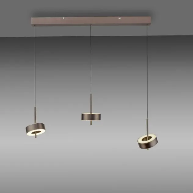 Paul Neuhaus LED Pendelleuchte Q-ROTATE 3 flammig braun höhenverstellbar