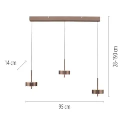 Paul Neuhaus LED Pendelleuchte Q-ROTATE 3 flammig braun höhenverstellbar