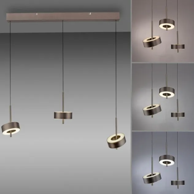 Paul Neuhaus LED Pendelleuchte Q-ROTATE 3 flammig braun höhenverstellbar
