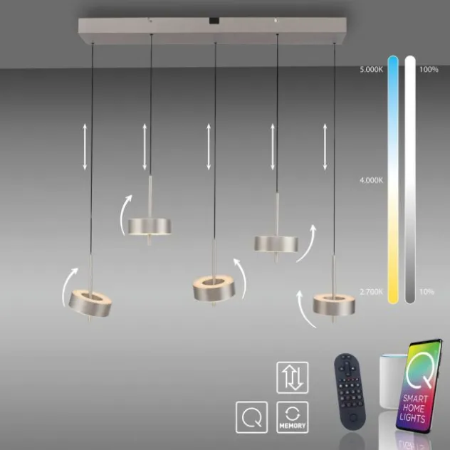 Paul Neuhaus LED Pendelleuchte Q-ROTATE 5flammig höhenverstellbar Smarthome