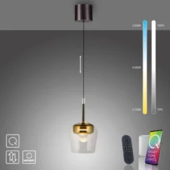 Paul Neuhaus LED Pendelleuchte Q-KON 1-flammig gold Smart Home App