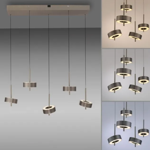 Paul Neuhaus LED Pendelleuchte Q-ROTATE 5 flammig braun höhenverstellbar