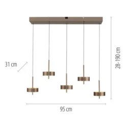 Paul Neuhaus LED Pendelleuchte Q-ROTATE 5 flammig braun höhenverstellbar