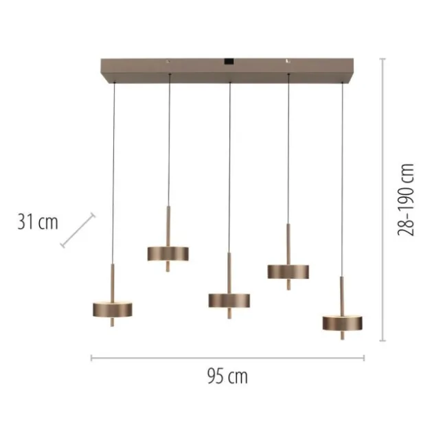 Paul Neuhaus LED Pendelleuchte Q-ROTATE 5 flammig braun höhenverstellbar