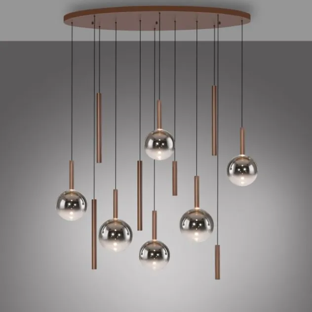 Paul Neuhaus LED Pendelleuchte BOWL, braun, dimmbar über Lichtschalter