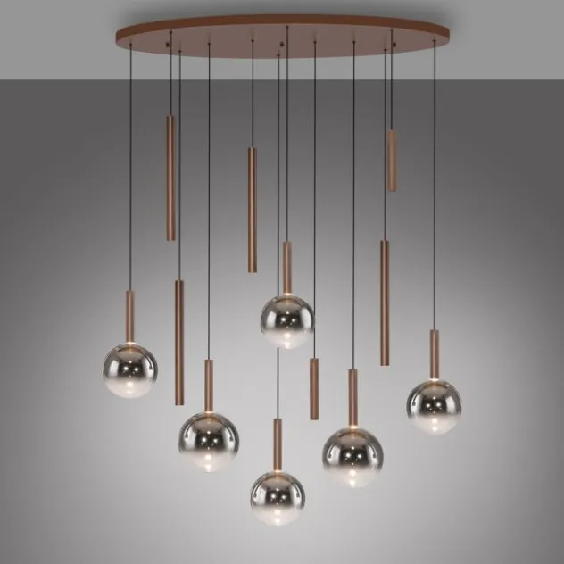 Paul Neuhaus LED Pendelleuchte BOWL, braun, dimmbar über Lichtschalter