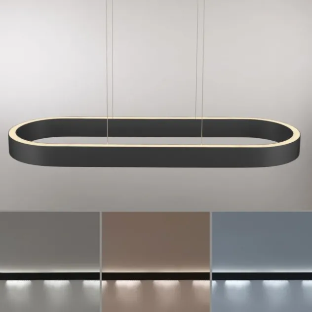 Paul Neuhaus LED Pendelleuchte Q-STRETTO, schwarz, mit Fernbedienung