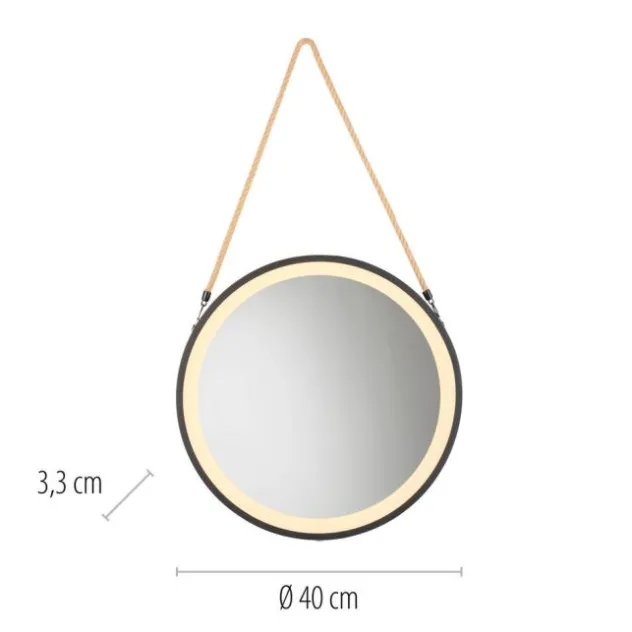 Paul Neuhaus LED Spiegel VIDRO, schwarz,