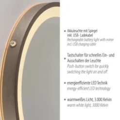 Paul Neuhaus LED Spiegel VIDRO, bronce,