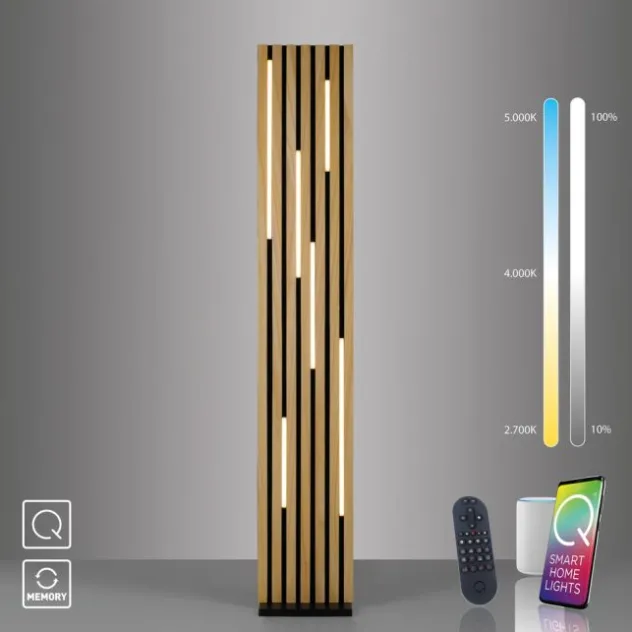 Paul Neuhaus LED Stehleuchte Q-AKUSTIK Holz-natur Smarthome steuerbar