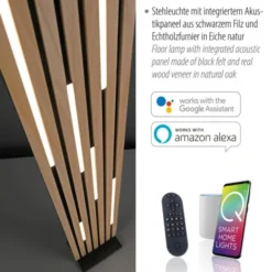 Paul Neuhaus LED Stehleuchte Q-AKUSTIK Holz-natur Smarthome steuerbar