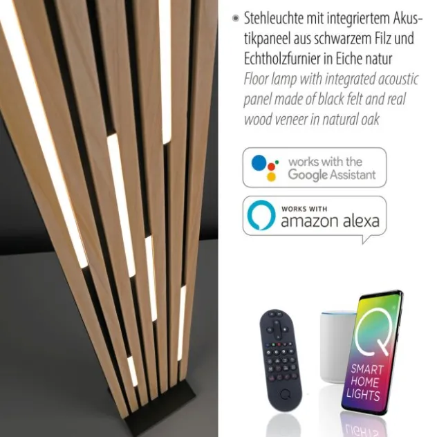 Paul Neuhaus LED Stehleuchte Q-AKUSTIK Holz-natur Smarthome steuerbar