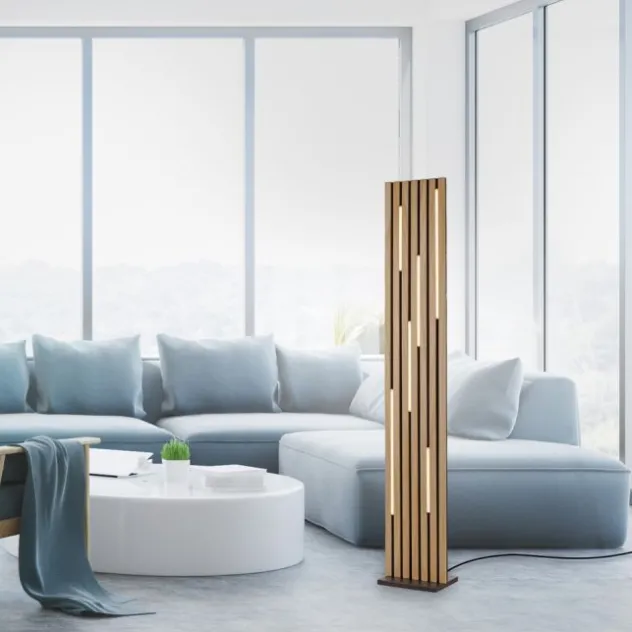 Paul Neuhaus LED Stehleuchte Q-AKUSTIK Holz-natur Smarthome steuerbar