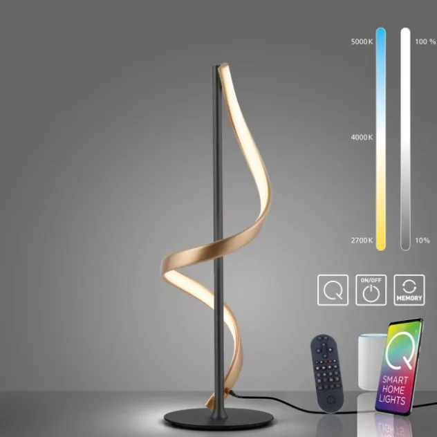 Paul Neuhaus LED Tischleuchte Q-SWING anthrazit messing matt steuerbar Smart Home