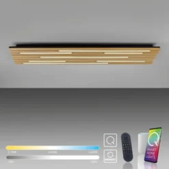 Paul Neuhaus LED Wand-Deckenleuchte Q-AKUSTIK Holz-natur Smarthome
