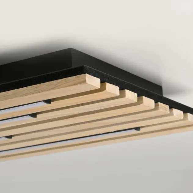 Paul Neuhaus LED Wand-Deckenleuchte Q-AKUSTIK Holz-natur Smarthome