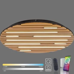 Paul Neuhaus LED Wand-Deckenleuchte Q-AKUSTIK Holz-natur Smarthome