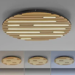 Paul Neuhaus LED Wand-Deckenleuchte Q-AKUSTIK Holz-natur Smarthome