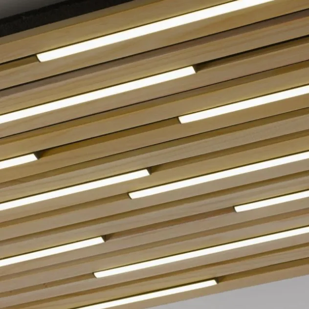 Paul Neuhaus LED Wand- und Deckenleuchte Q-AKUSTIK Holz-naturSmarthome