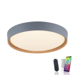 Paul Neuhaus Q EMILIA Deckenleuchte Smart Home grau matt farbig Holzoptik dimmbar