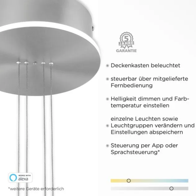 Paul Neuhaus, Q-ETIENNE, LED Pendelleuchte stahl, Smart Home