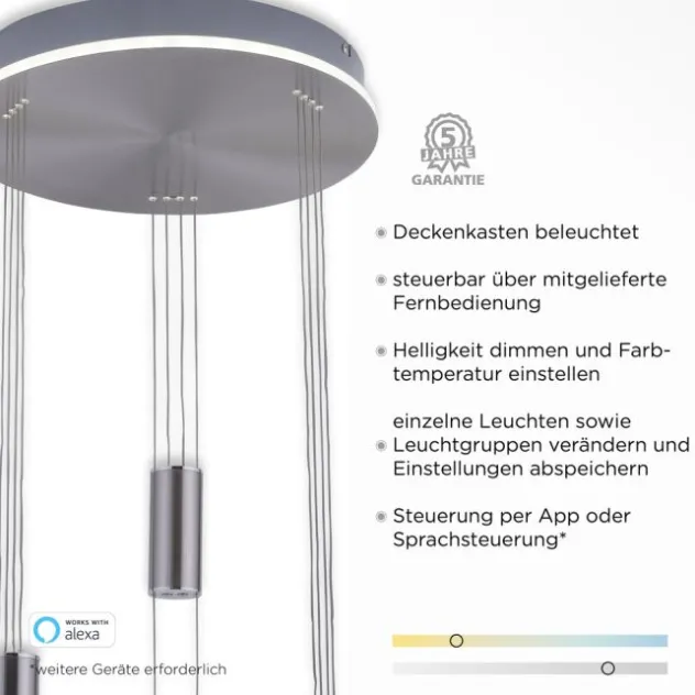 Paul Neuhaus, Q-ETIENNE, LED Pendelleuchte stahl, Smart Home
