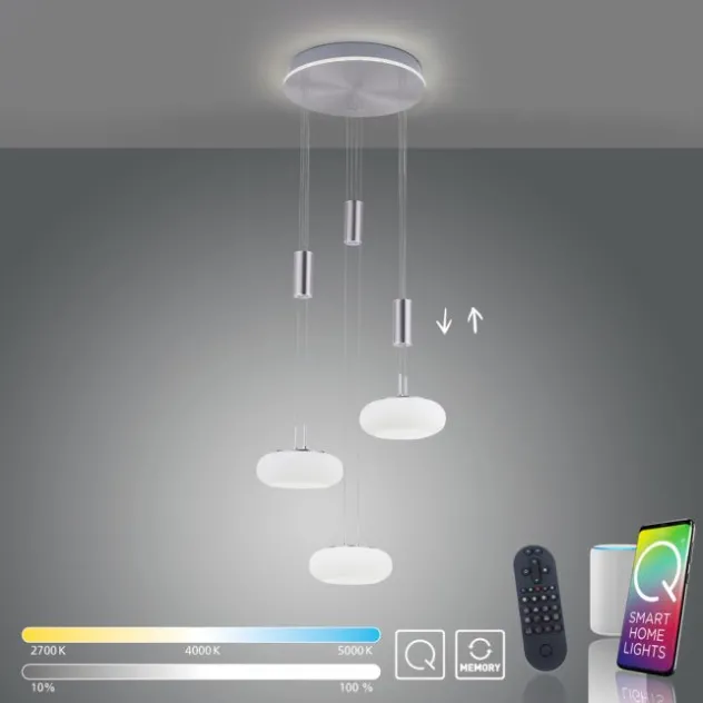 Paul Neuhaus, Q-ETIENNE, LED Pendelleuchte stahl, Smart Home