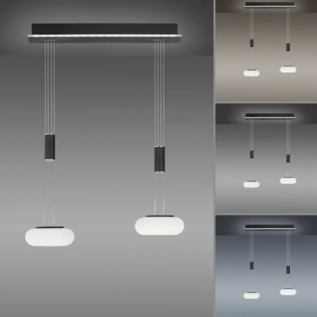 Paul Neuhaus Q ETIENNE Pendelleuchte Smart Home schwarz länglich 2 flammig