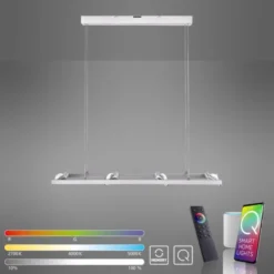 Paul Neuhaus, Q-FISHEYE, LED-Pendelleuchte, silber, dimmbar, Smart Home