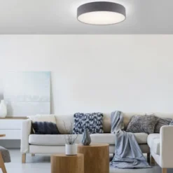 Paul Neuhaus, Q-KIARA ,LED-Deckenleuchte, grau, Ø 58cm, Stoffschirm, Smart Home