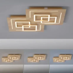 Paul Neuhaus, Q-LINEA , LED-Deckenleuchte, Holzdekor, dimmbar, Smart Home