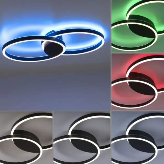 Paul Neuhaus Q MARKO LED Deckenleuchte Smart Home rund schwarz dimmbar RGB
