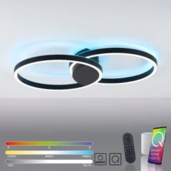 Paul Neuhaus Q MARKO LED Deckenleuchte Smart Home rund schwarz dimmbar RGB