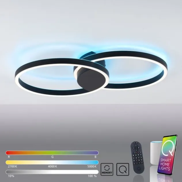 Paul Neuhaus Q MARKO LED Deckenleuchte Smart Home rund schwarz dimmbar RGB
