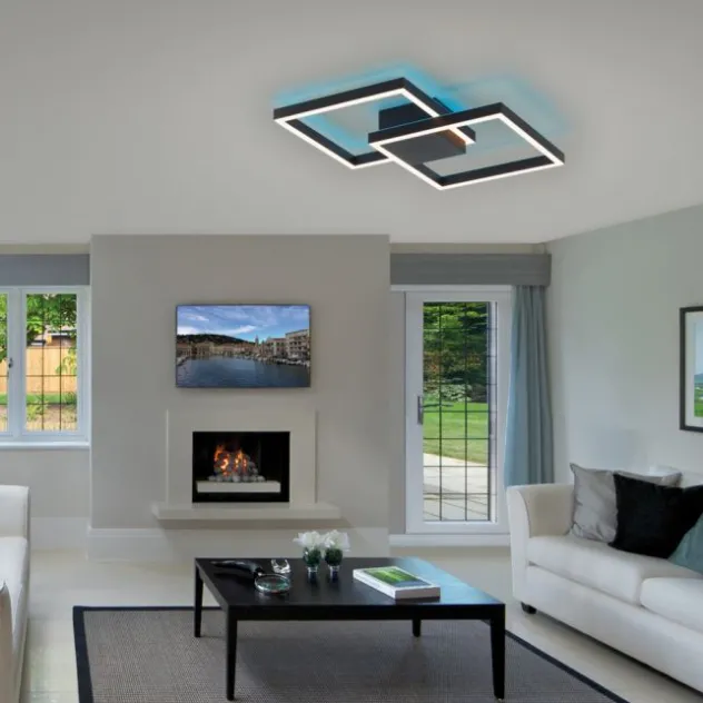 Paul Neuhaus Q MARKO LED Deckenleuchte Smart Home eckig schwarz dimmbar RGB