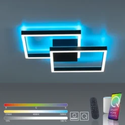 Paul Neuhaus Q MARKO LED Deckenleuchte Smart Home eckig schwarz dimmbar RGB