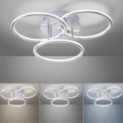 Paul Neuhaus, Q-NEVIO, LED-Deckenleuchte, 3-flg, silber, CCT, Smart Home
