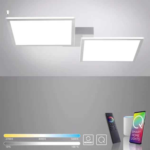 Paul Neuhaus, Q-ROSA, LED-Deckenleuchte, CCT, stahlfarben, Smart Home
