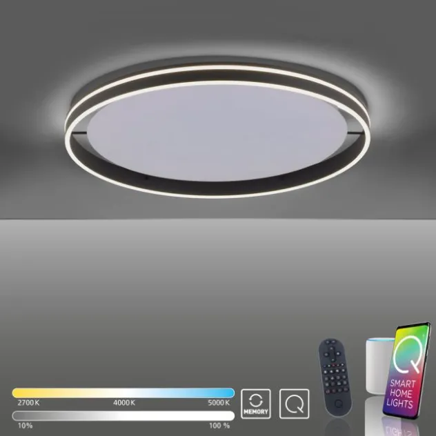 Paul Neuhaus,Q-VITO, LED-Deckenleuchte, anthrazit, Ø 79cm, rund, Smart Home