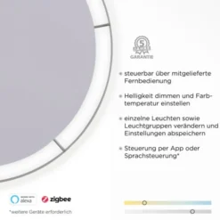 Paul Neuhaus,Q-VITO, LED-Deckenleuchte, anthrazit, Ø 79cm, rund, Smart Home