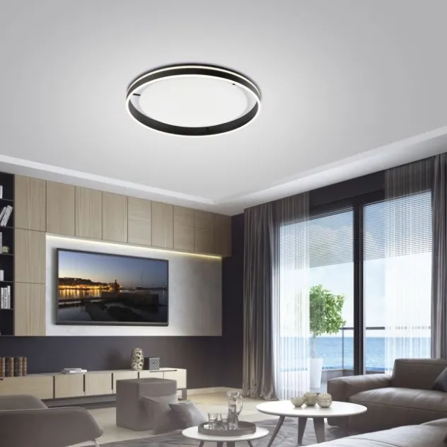 Paul Neuhaus,Q-VITO, LED-Deckenleuchte, anthrazit, Ø 79cm, rund, Smart Home